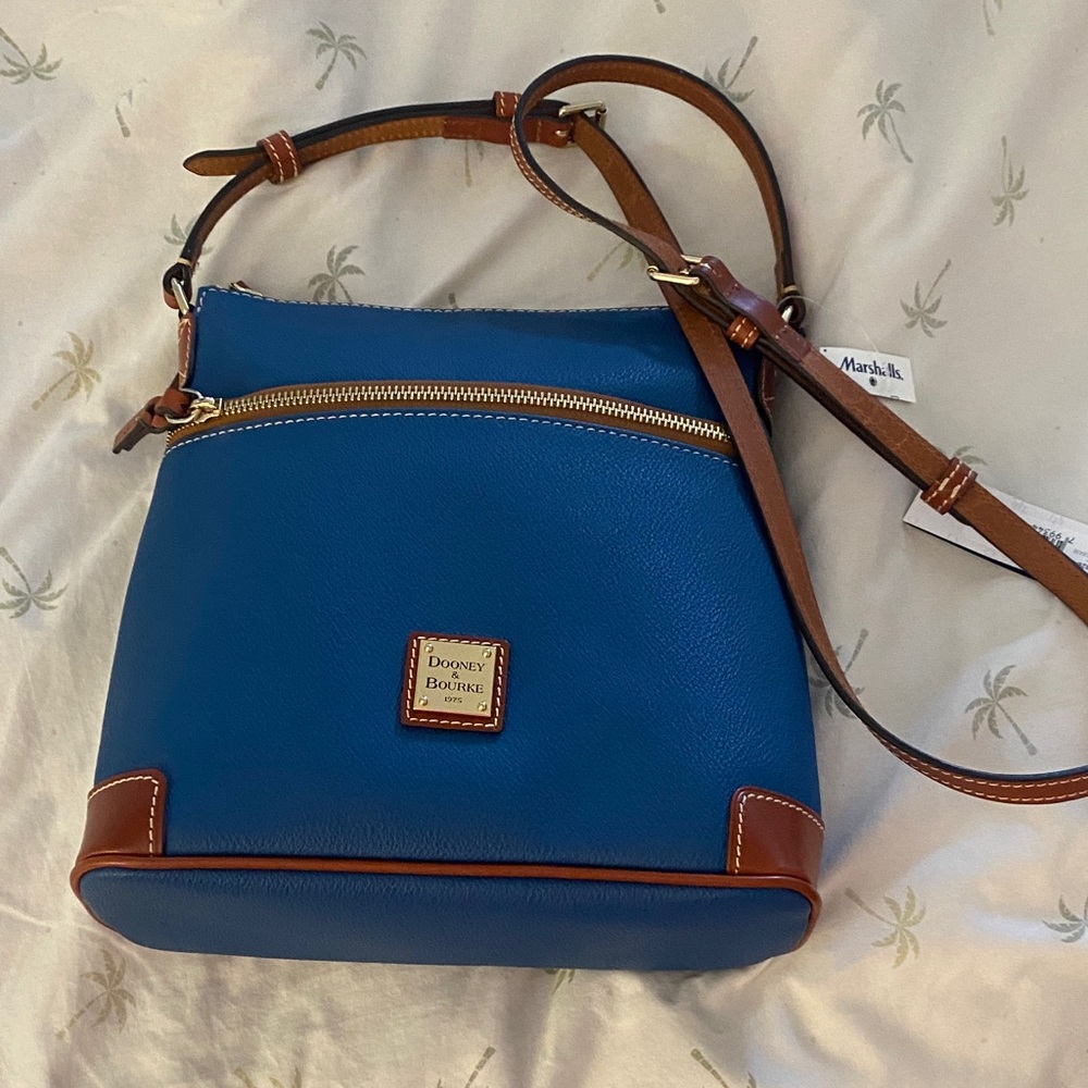NWT Dooney & Bourke Blue and Tan Crossbody Bag